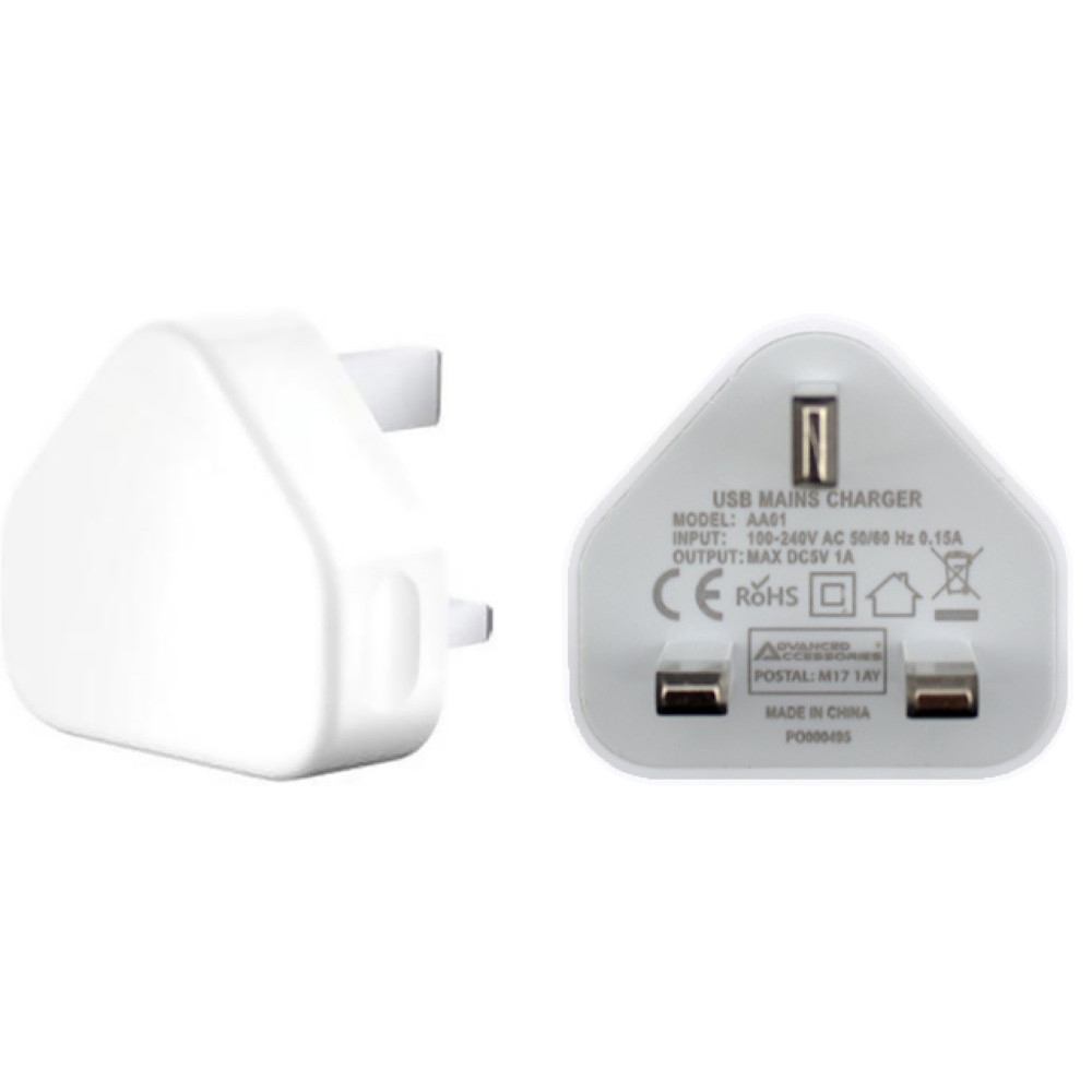 Advanced Accessories CHARGE-IT Single USB Mains Charger Plug 1Amp - Image 4