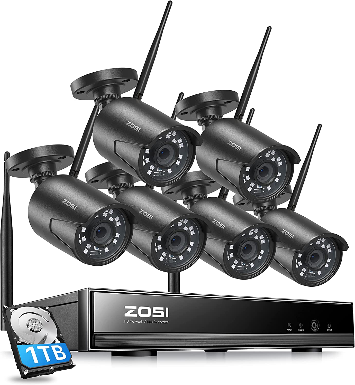 ZOSI H.265+ 1080p Home Security Camera System Outdoor Indoor, 5MP Lite 8 Channel DVR Recorder and 8 x 1080p Weatherproof CCTV Bullet Dome Camera, Remote Access, Motion Alerts (1TB Hard Drive Built-in) - Image 3
